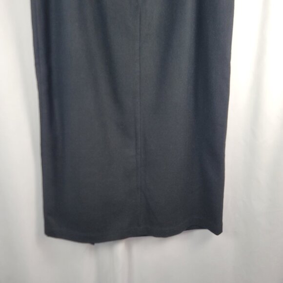 Vintage Summit Hill Black Wool Midi Skirt Women's Size 16 Front Slit Long Length - Picture 9 of 12
